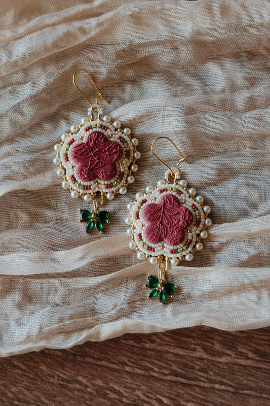 Red + Cream Earrings
