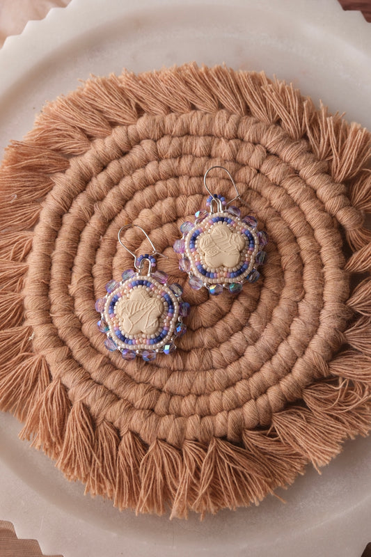 Cream + Blue Ombré Earrings