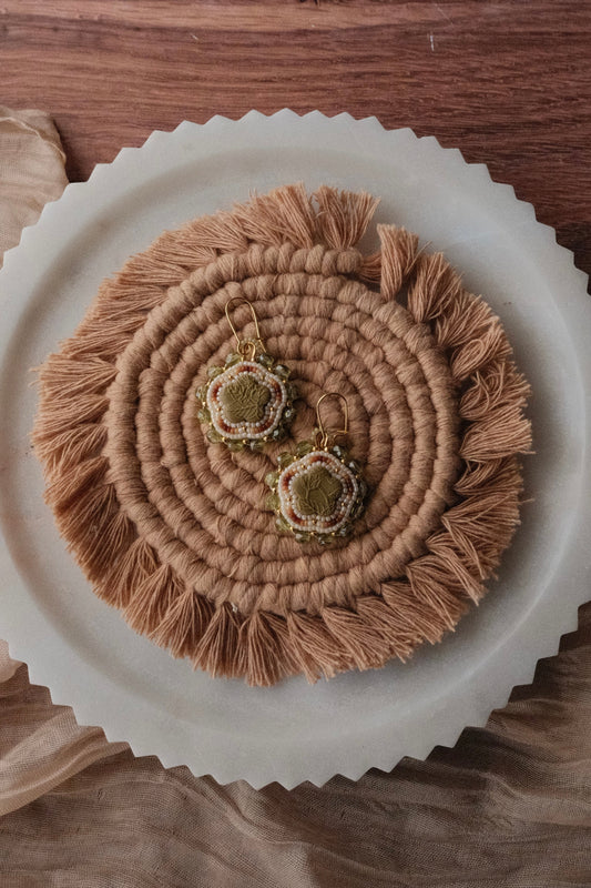 Olive + Cream Ombré Earrings