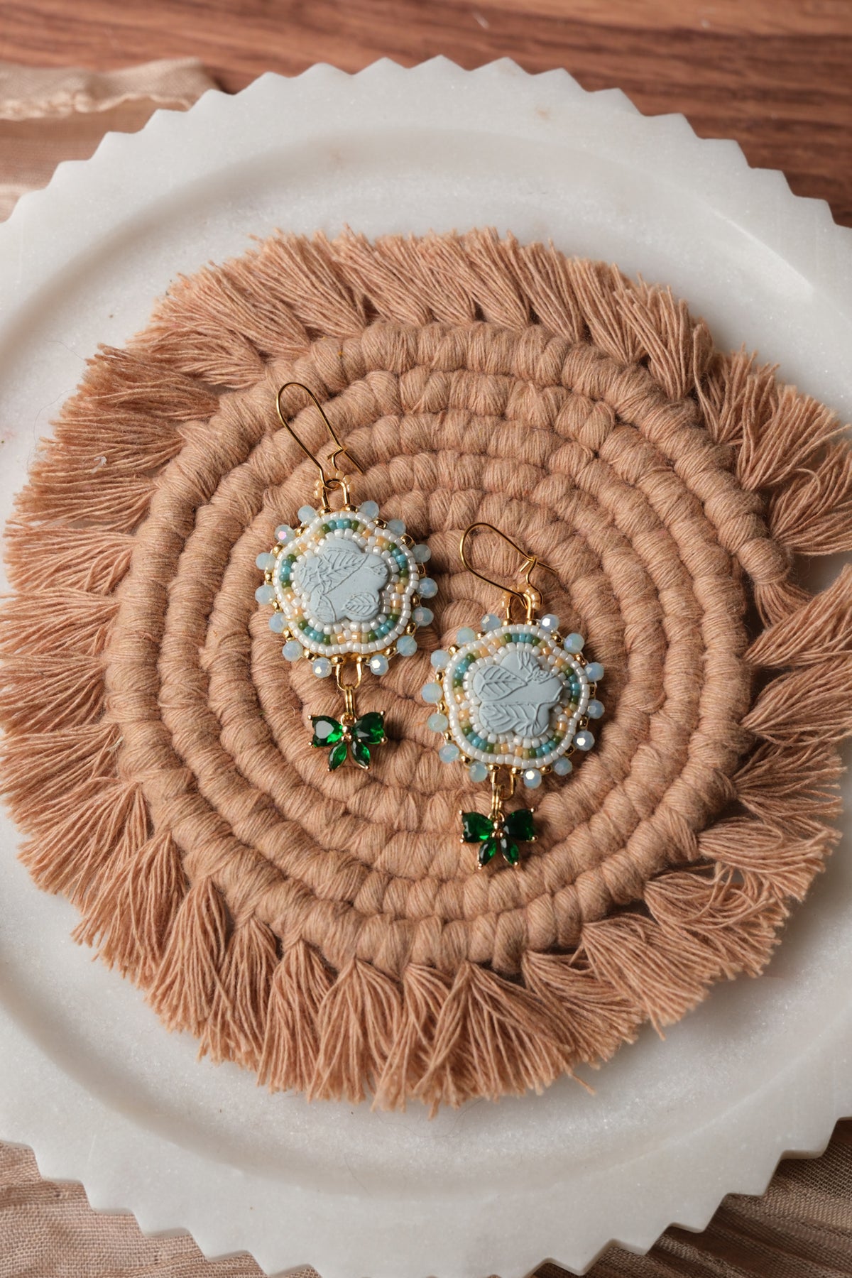 Blue + Cream Earrings