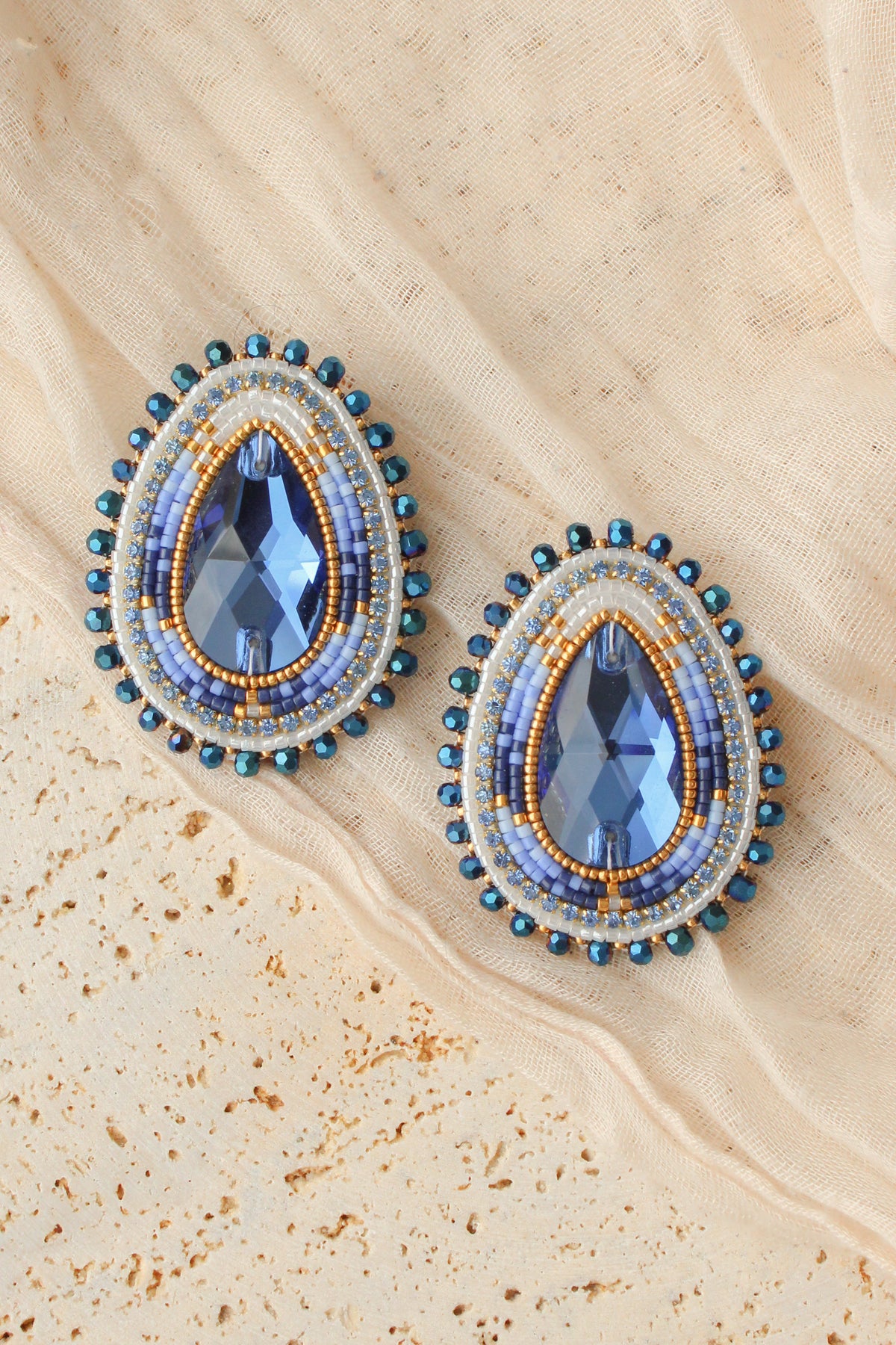 Blue Rhinestone Earrings