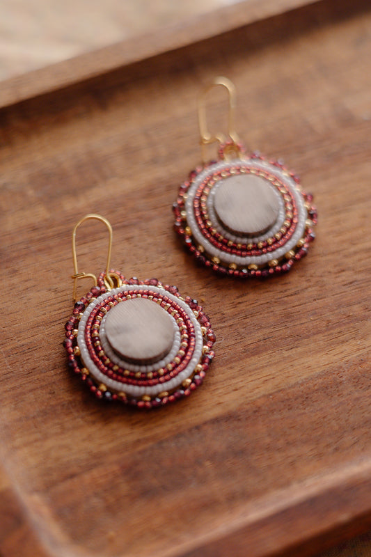 Garnet Mosse Antler Earrings